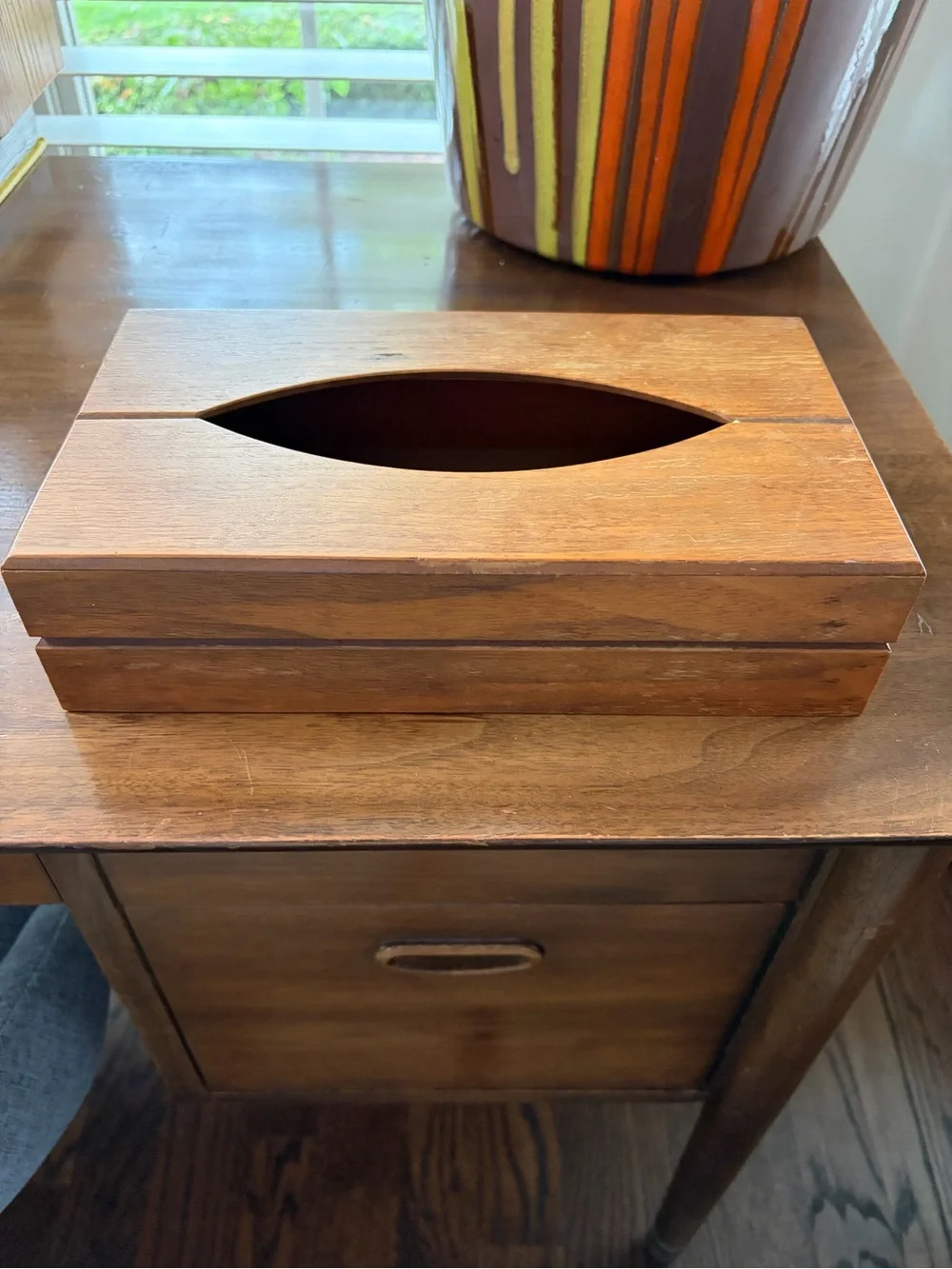Mid Century Modern Wooden Tissue Box Cover MCM Original